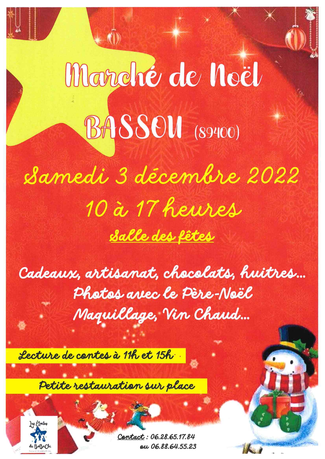 Marché de Noël samedi 3 décembre 2022, de 10h à 17 heures à la salle des Fêtes de Bassou