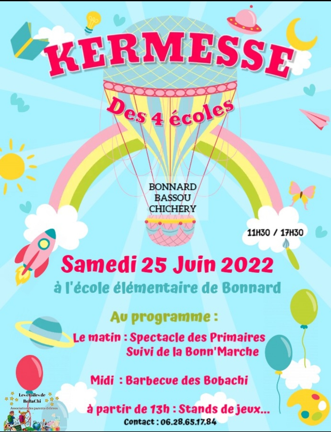 Kermesse  des écoles, le 25 juin 2022 de 11h30 à 17h30.